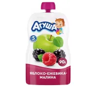 ДП Агуша Пюре 90г Яблоко-ежевика-малина с6 мес. пауч-пак