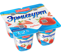 Йогурт "Эрмигурт" (клубника) 3.2 проц 100 г