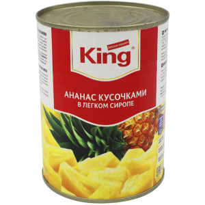 Кусочки Ананаса  в легком сиропе 580 мл