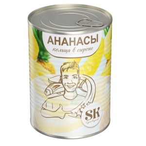 Ананасы в сиропе Пеликан (Кольцами, 565 гр., жб)