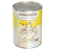 Ананасы в сиропе Пеликан (Кусочками, 565 гр., жб)