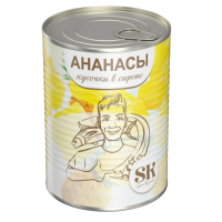 Ананасы в сиропе Пеликан (Кусочками, 565 гр., жб)