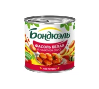 Бондюэль Фасоль белая в томатном соусе 400гр жб