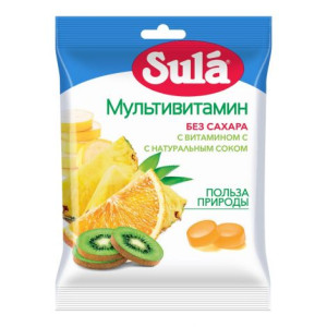 Карамель леденцовая  Зула Мультивитамин 60г пакет