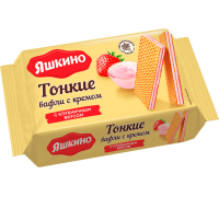 Ваф.тонкие Яшкино 144г с кремом с клубнич.вк.КК