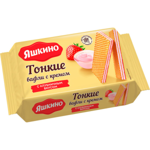 Ваф.тонкие Яшкино 144г с кремом с клубнич.вк.КК